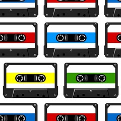 Abstract seamless background with audio cassette