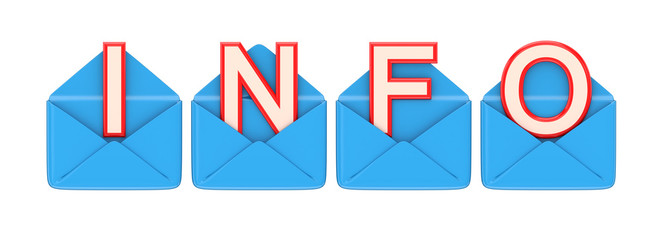 Colorful envelopes and word INFO.