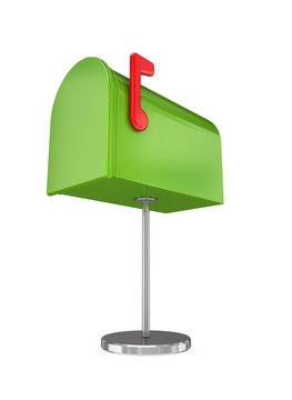 Green vintage postal box.