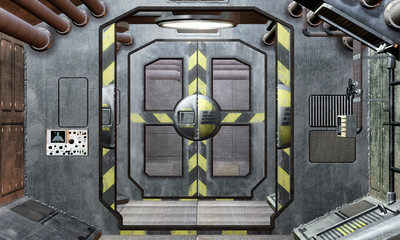 spaceship hatch and corridor background - 38873240