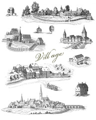 Village set illustration - 38874890