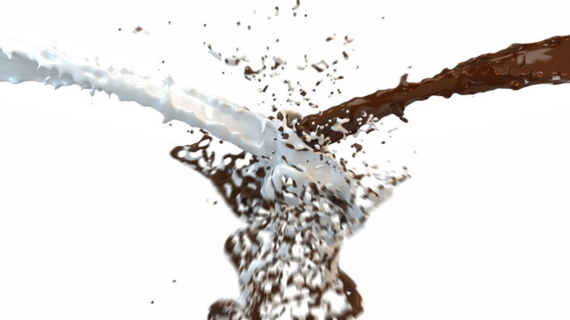 Milk and Chocolate Splash against white, Alpha