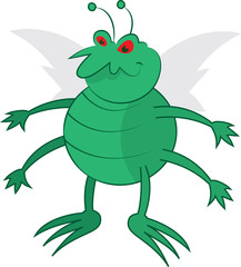 Isolated cartoon green bug standing
