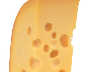 Piece of cheese on white background.