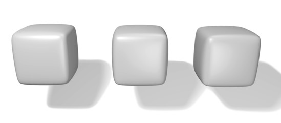 Drei Würfel schwebend