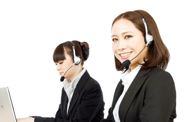 Beautiful businesswoman with headset