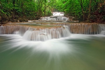 Huay Mae Khamin Waterfall Tropical rain forest of Thailand