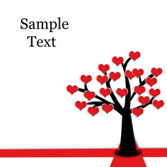 Plakat red heart blooming on silhouette tree