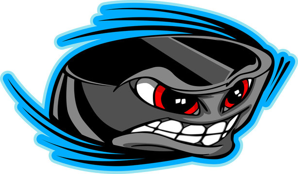 Ice Hockey Puck Face Cartoon Vector Image