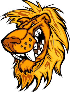 Snarling Cartoon Lion Mascot Vector Graphic