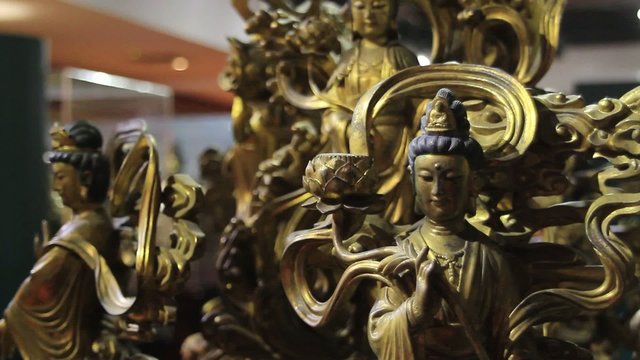 Chinese Goddess of Mercy Kuan Yin Wood Carvings 1080p Panning