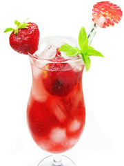 fruit red punch cocktail drink with strawberry