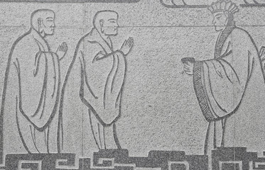 Obraz premium .Buddha carved marble, native China style stone carving in templ