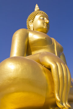 Big Buddha image on blue sky background