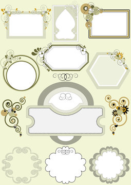 Frames with different patterns of curves and circles.