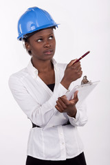 Young South African woman wearing a hard-hat