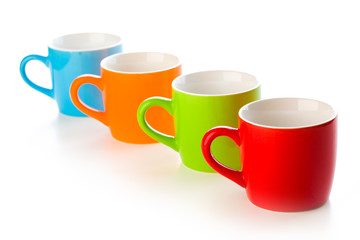 colorful ceramic mugs