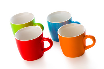 colorful ceramic mugs