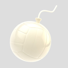 Glossy white volleyball ball as a bomb isolated