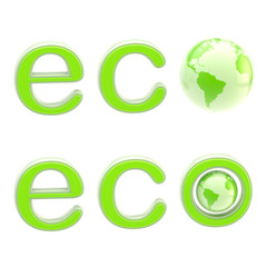 Ecology eco emblem sign with a planet isolated
