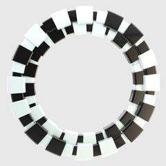 Abstract glossy frame made of smooth blocks
