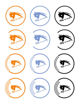 Augensymbol in drei Varianten, Augenarzt