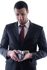 Business man holding money