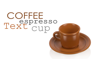 Brown cup on the white background