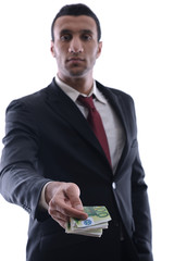 Business man holding money