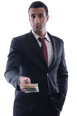 Business man holding money