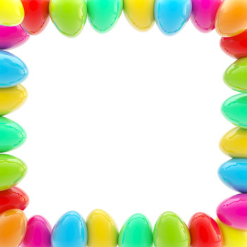 Glossy easter egg square colorful frame