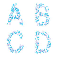 Valentine day love alphabet made of hearts