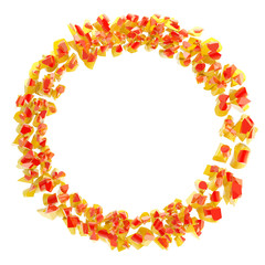 Abstract glossy round frame made of debris