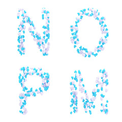 Valentine day love alphabet made of hearts