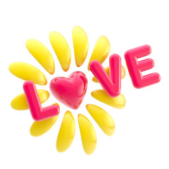 Love and flower made of heart and petals