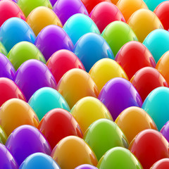 Easter day background made of glossy eggs