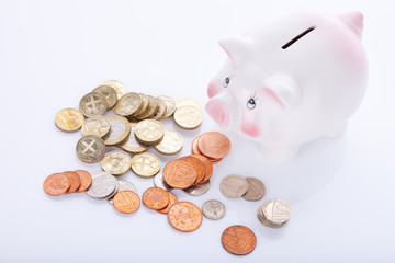 Piggy bank With British Coins