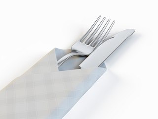 Fork and knife isolated on white background