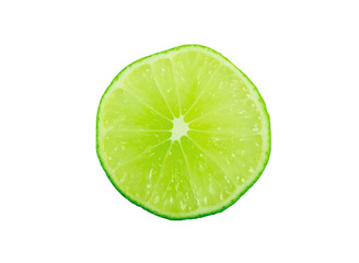 Slice of lime isolated on white