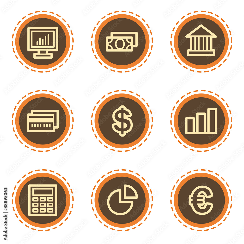 Sticker Finance web icons set 1, vintage buttons