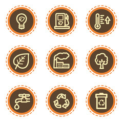 Ecology web icons set 1, vintage buttons
