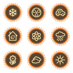 Ecology web icons set 2, vintage buttons