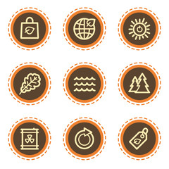 Ecology web icons set 3, vintage buttons