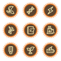 Ecology web icons set 5, vintage buttons
