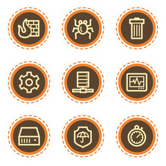 Internet security web icons, vintage buttons