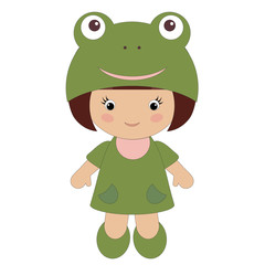 Little girl in frog costume