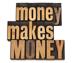 money concept in wood type