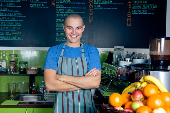 Bartender or owner of small cafe