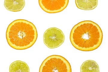 Deurstickers Plakjes fruit Sinaasappel Citroen Citrus