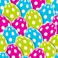 Seamless Pattern Eggs Dots Pink/Blue/Green